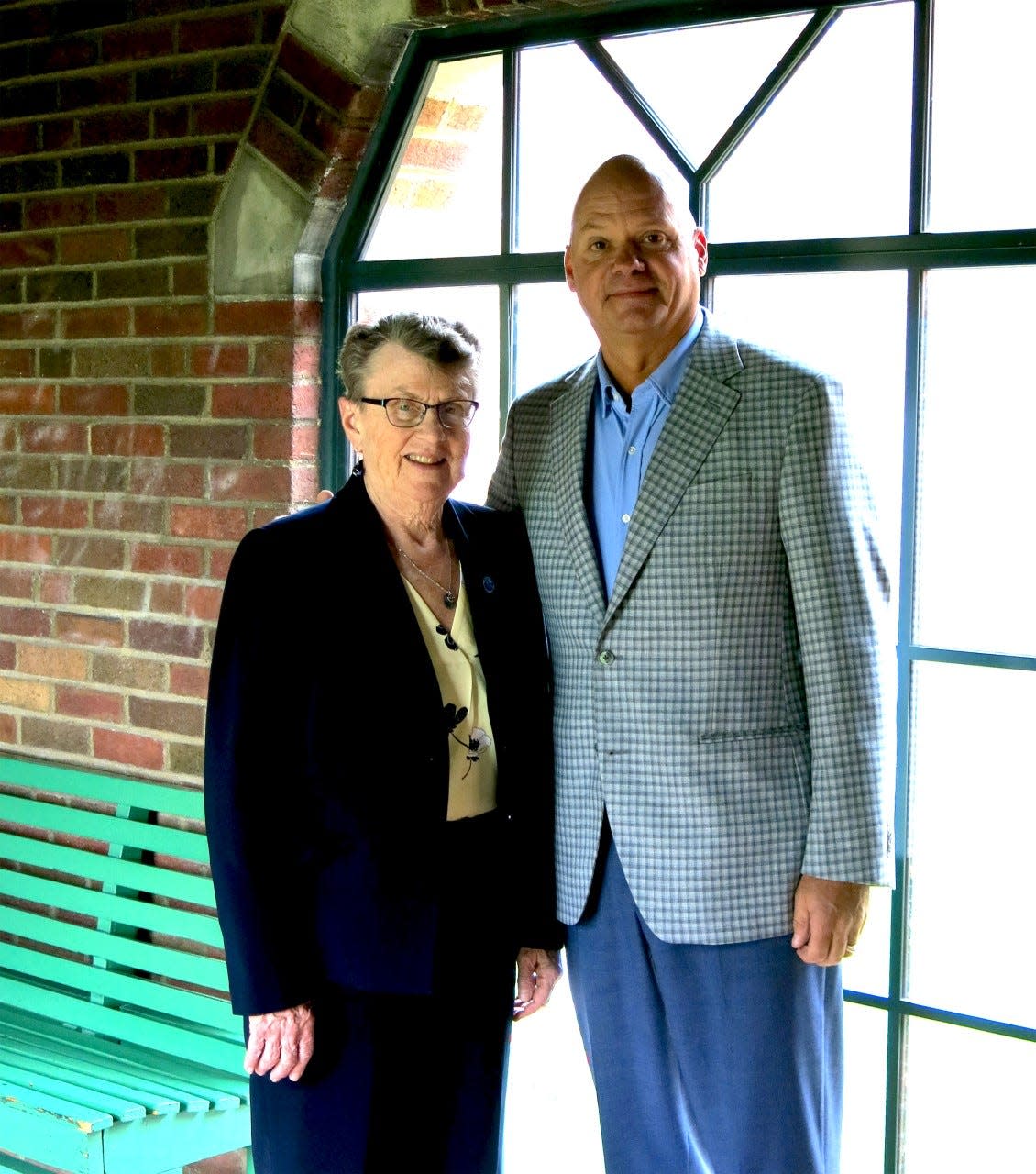 Sister Mary Jane Herb, IHM president, is shown with Craig Abbott, president and CEO of Saint Therese.