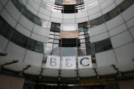 A BBC sign is displayed outside Broadcasting House in London, Britain July 19, 2017. REUTERS/Neil Hall