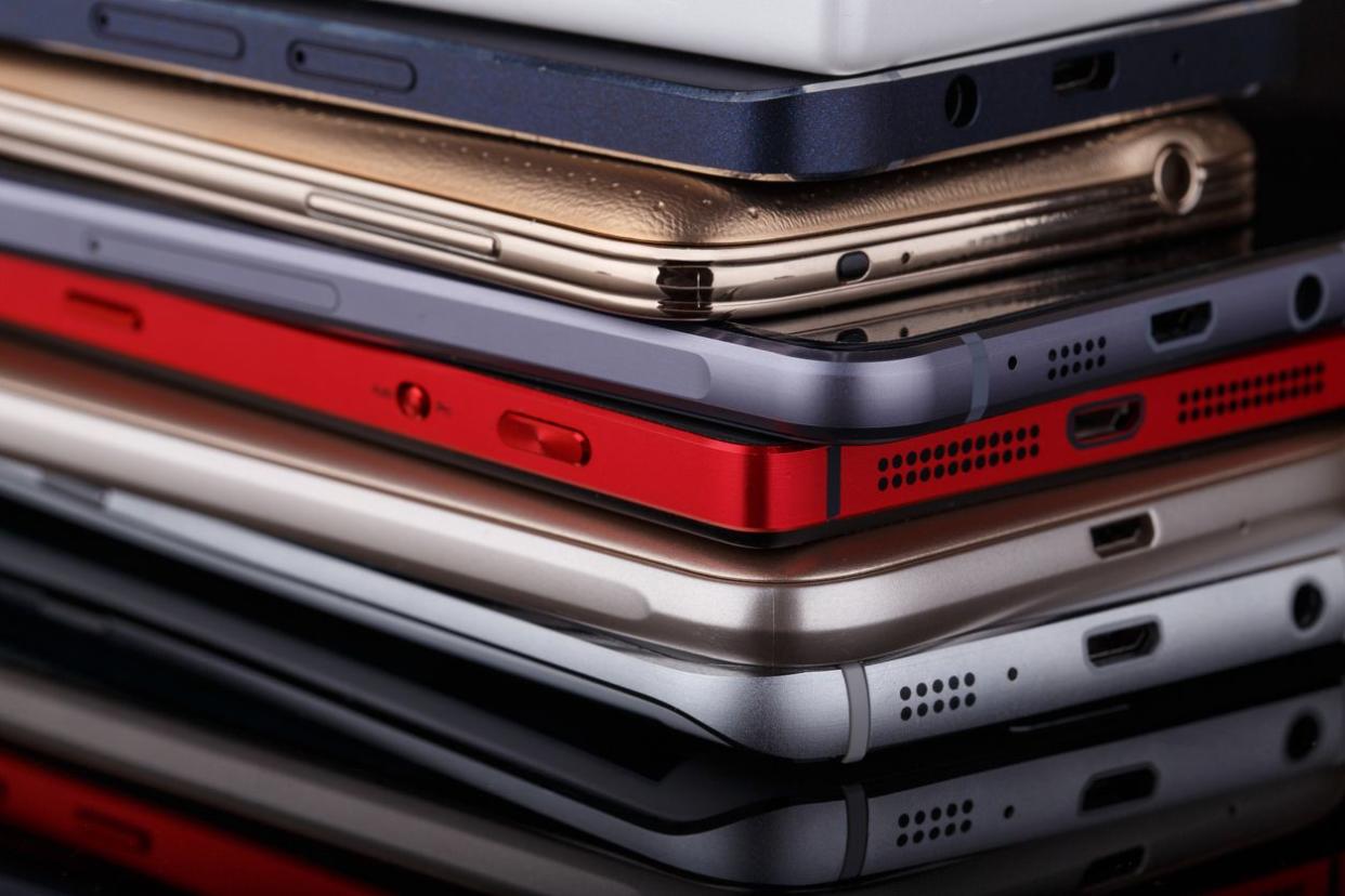 stacked smartphones