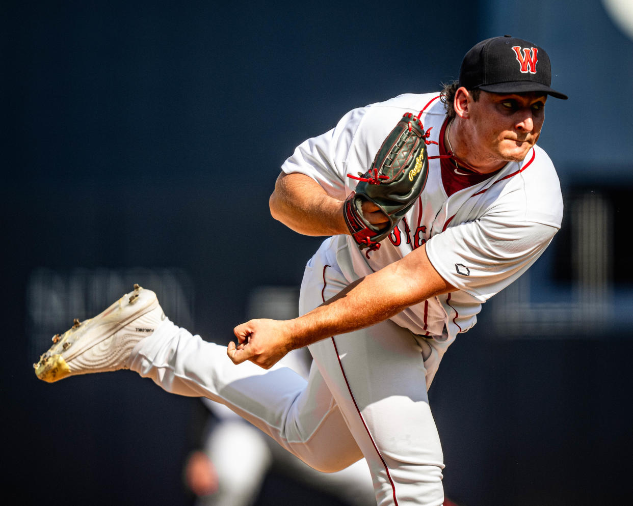 WooSox pitcher Zach Penrod delivers a pitch during a game earlier this month.