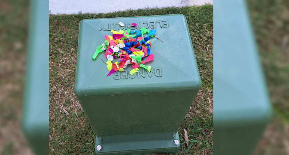 Ballina local Jan Brady shared a picture of multi-coloured remnants of balloons she collected.  