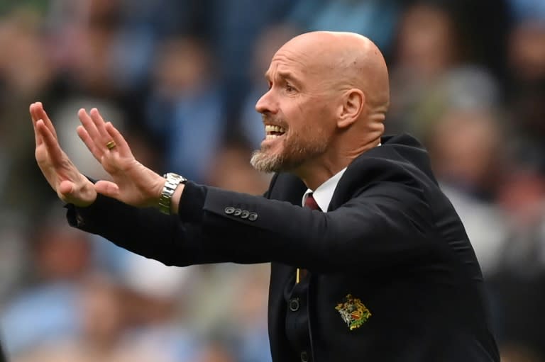 Erik ten Hag's <a class="link " href="https://sports.yahoo.com/soccer/teams/man-utd/" data-i13n="sec:content-canvas;subsec:anchor_text;elm:context_link" data-ylk="slk:Manchester United;sec:content-canvas;subsec:anchor_text;elm:context_link;itc:0">Manchester United</a> reached the FA Cup final after a chaotic match at Wembley against Coventry (Glyn KIRK)