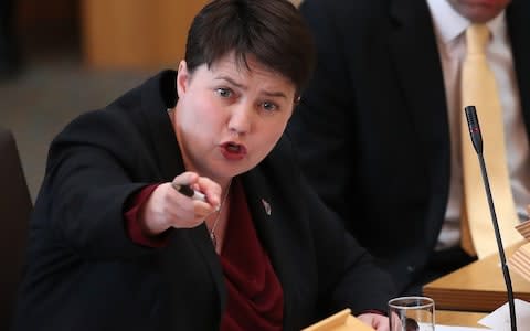 Scottish Conservative party leader Ruth Davidson during First Minister's Questions at the Scottish Parliament in Edinburgh - Credit: PA