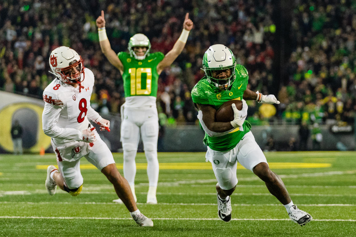 Oregon narrowly defeated Utah, 20-17, last season. Will the Utes get revenge at home? (Ali Gradischer/Getty Images)