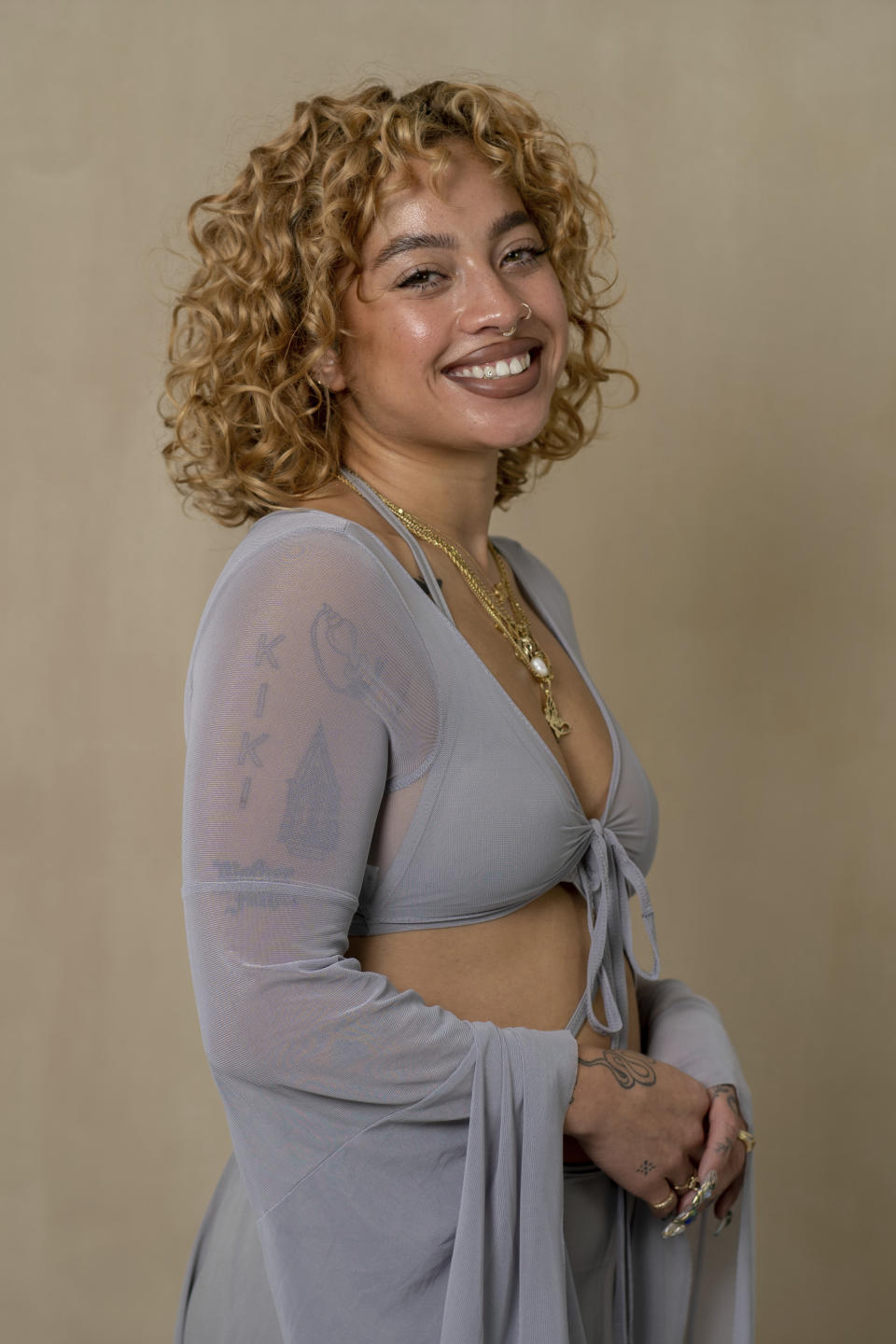 R&B singer Kiana Lede poses for a portrait on Tuesday, Oct. 3, 2023, in New York to promote her album “Grudges." (AP Photo/Gary Gerard Hamilton)