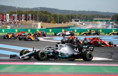 Hamilton dominates in France on a dull day for F1