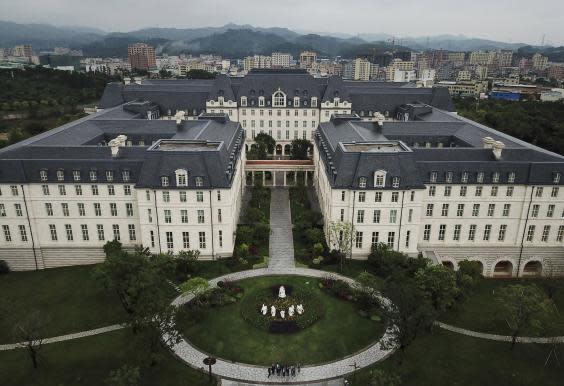 A replica of Versailles is seen in the Paris area of Huawei's new sprawling 'Ox Horn' Research and Development campus (Getty Images)