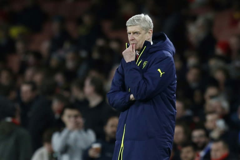 Arsenal's French manager Arsene Wenger looks on during the UEFA Champions League last 16 second leg football match between Arsenal and Bayern Munich at The Emirates Stadium in London on March 7, 2017