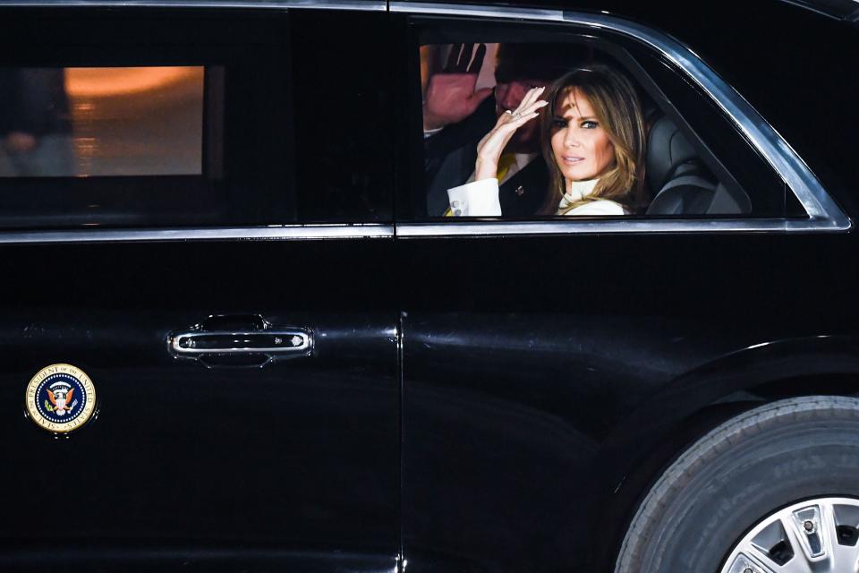 <p>Melania Trump’s own social media often portrays her behind glass, whether in a car or behind the windows of Trump Tower</p>AFP via Getty Images