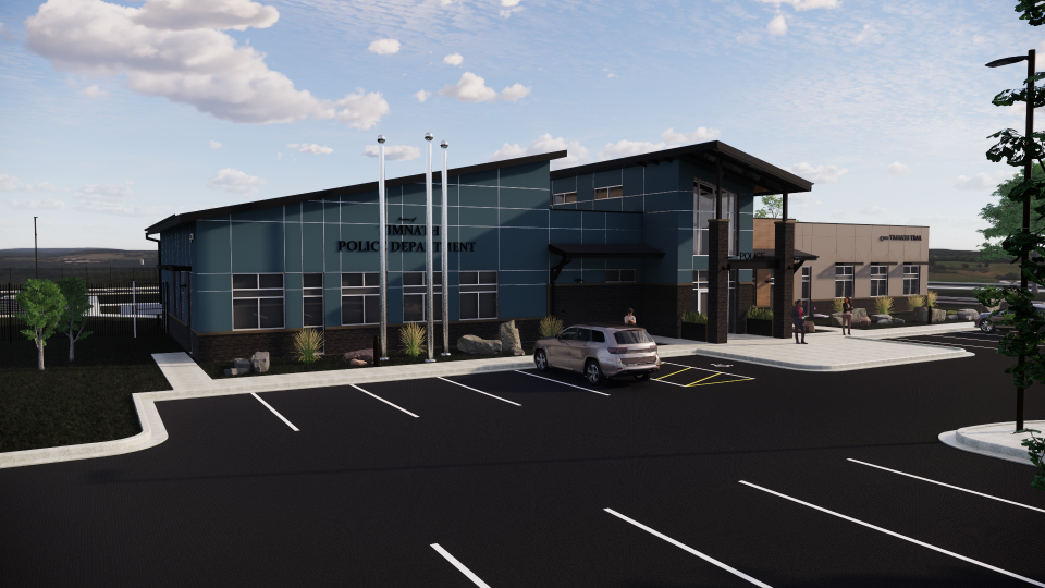 A rendering shows what the future Timnath Police Department will look like as planned.