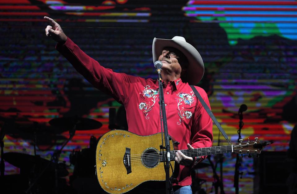 Alan Jackson performs to 2,000 cars in rural in Cullman, AL on Friday, June 12, 2020. The outdoor concert was one of the biggest "drive-in" events since the COVID-19 pandemic. 