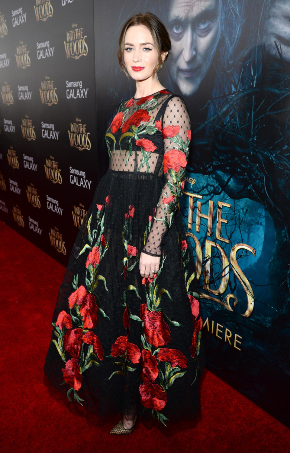Blooming in a Dolce & Gabbana gown, Mrs. Blunt looked ravishing at the premiere of her film, 'Into the Woods in New York City.