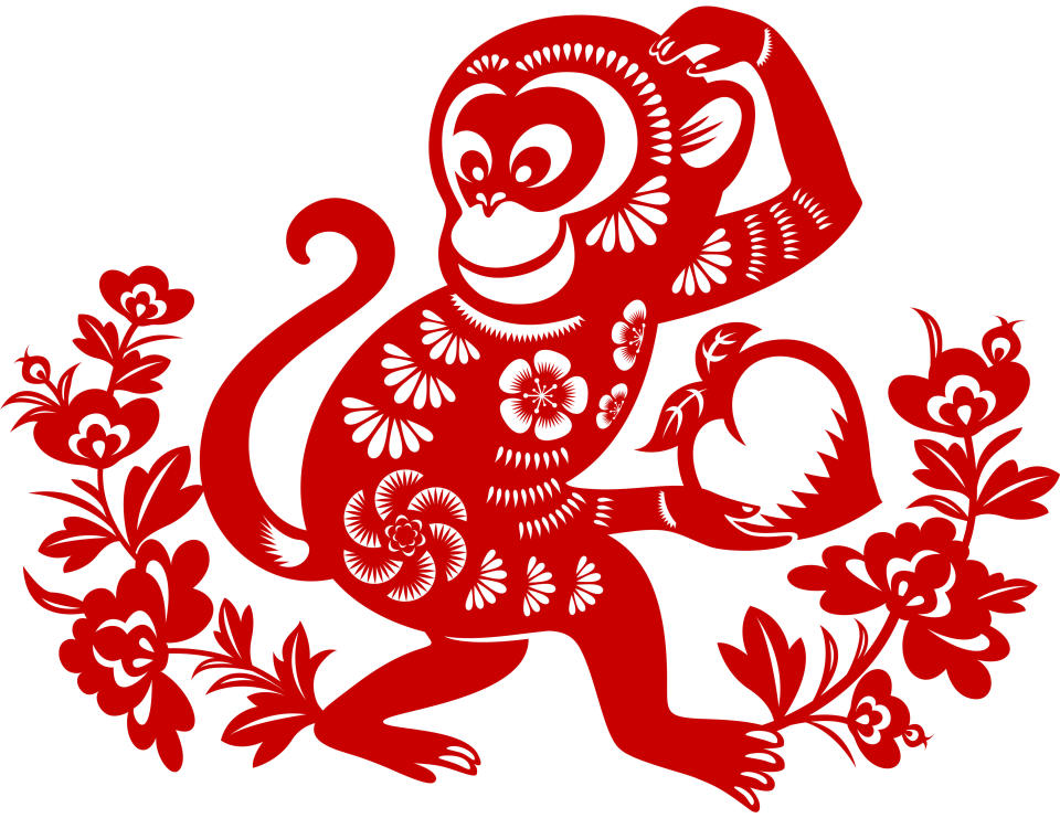 Traditional papercut art of Monkey for Chinese New Year.