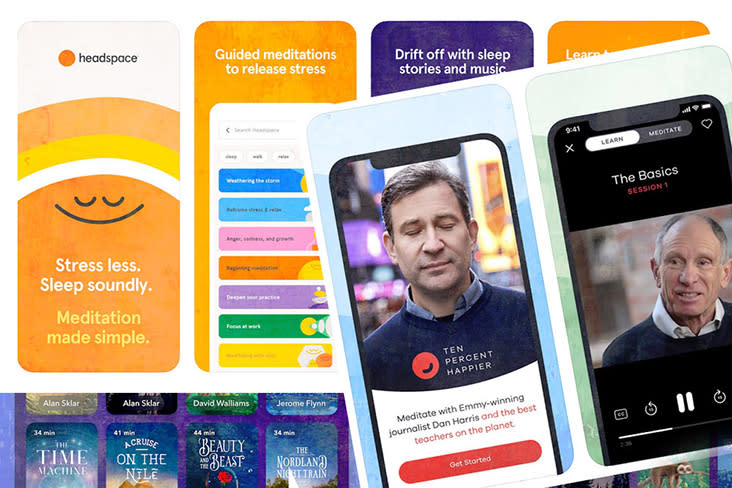 There are various meditation apps such as Calm, Headspace, Insight Timer and the 10% Happier app by 'New York Times' bestselling author Dan Harris.