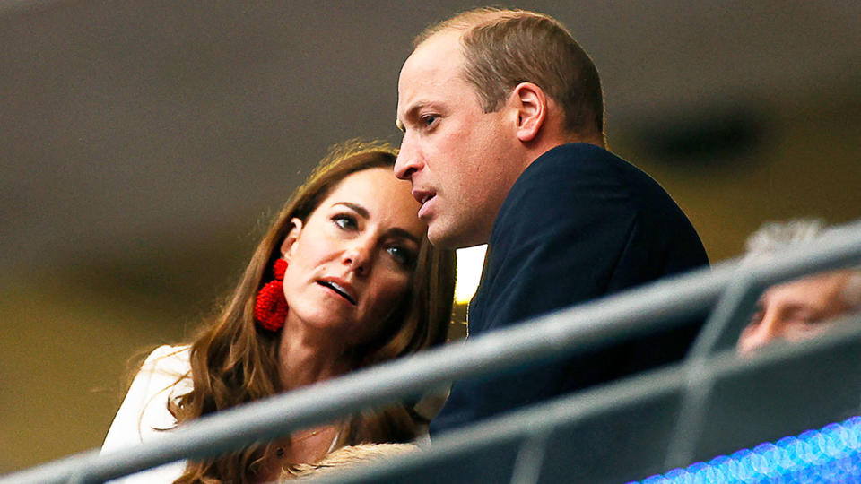 Pictured here, Prince William and his wife Kate watch the Euro 2020 final from their box at Wembley.