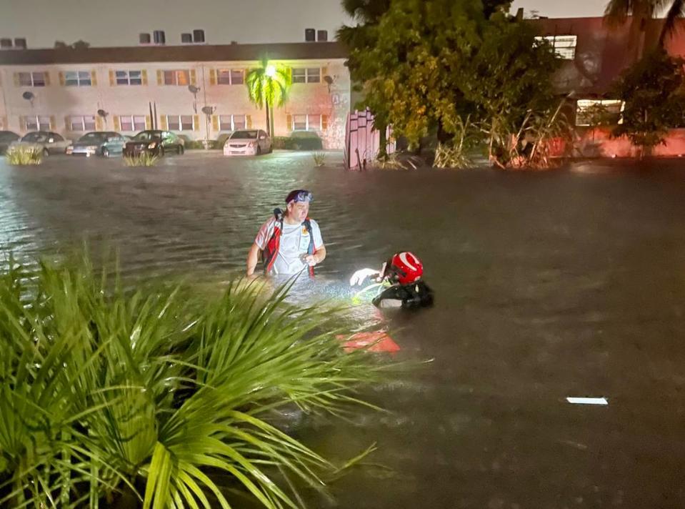 Lauderhill Fire Rescue pulled one person from a car that drove into a canal Sunday night.