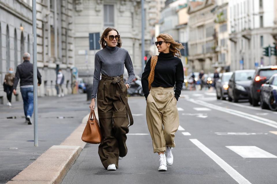 Gitta Banko, wearing a black cashmere turtleneck pullover By Boscana in Milan, Italy