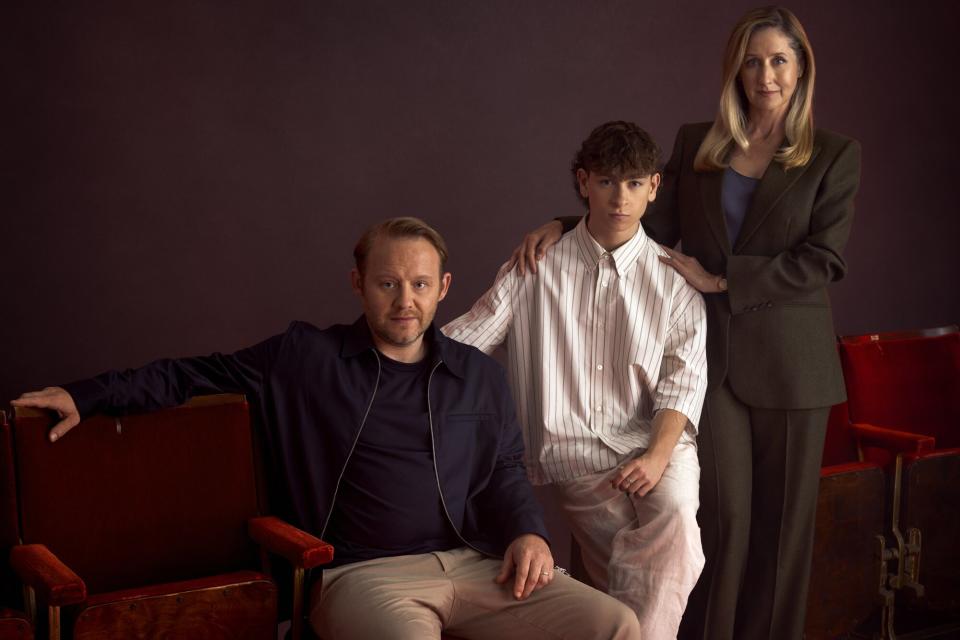 STRANGER THINGS: THE FIRST SHADOW. (L to R) Michael Jibson, Louis McCartney and Lauren Ward in STRANGER THINGS: THE FIRST SHADOW.