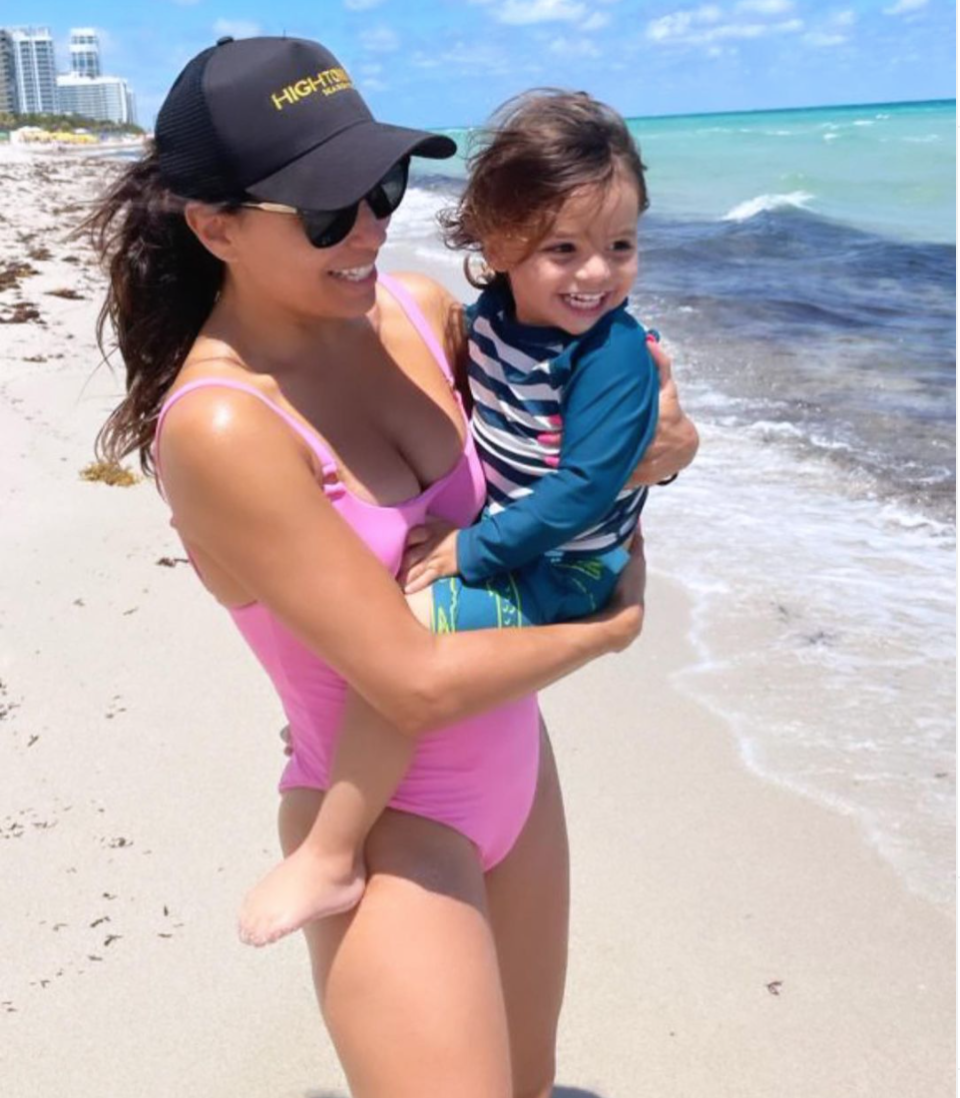 A Beach Babe with Her Beach Baby