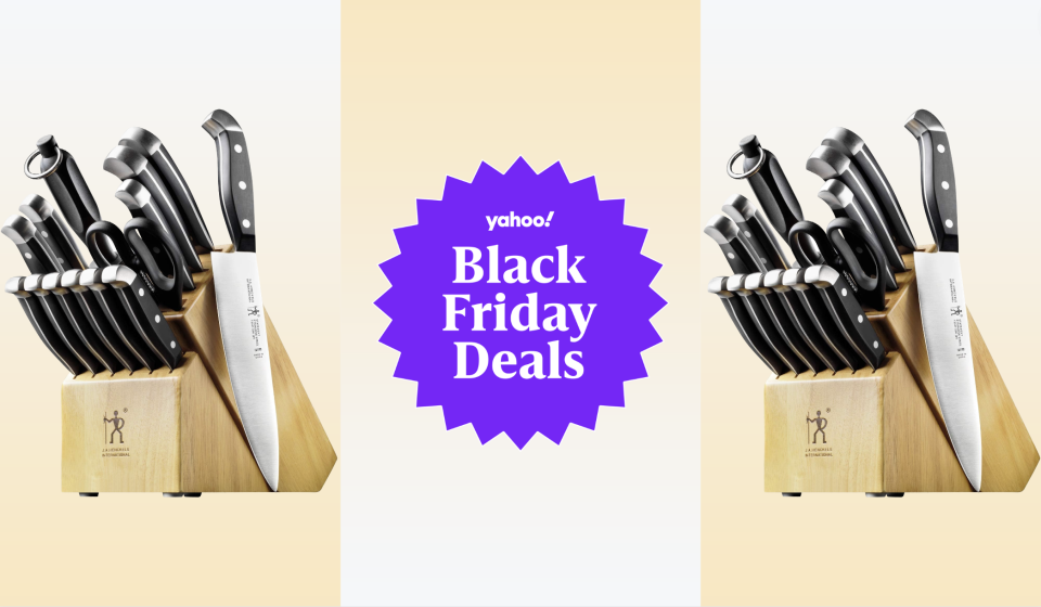 two sets of knives with a badge that says Yahoo! Black Friday Deals
