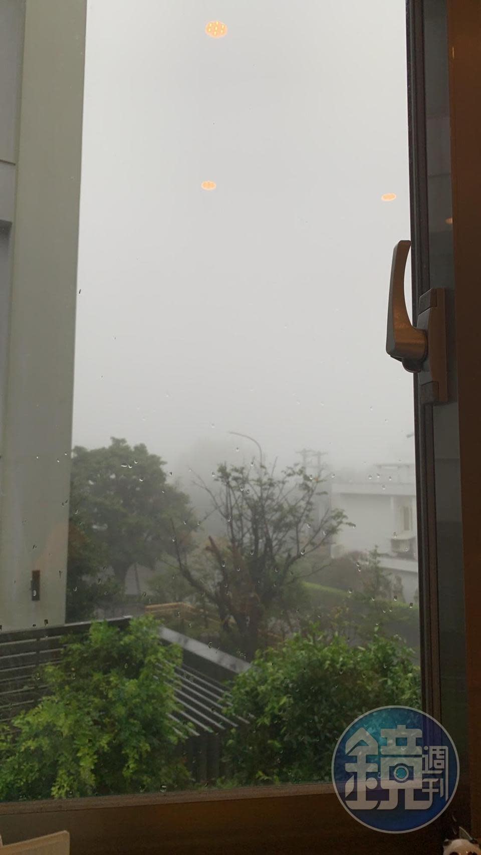 台北市陽明山區部分在大雨後開始起霧。（讀者提供）