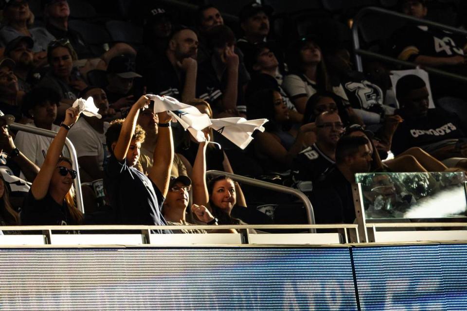 Young Cowboys fans cheer during the first preseason game between the Dallas Cowboys and Jacksonville Jaguars at AT&T Stadium in Arlington, Texas on Saturday, Aug. 12, 2023. Chris Torres/ctorres@star-telegram.com