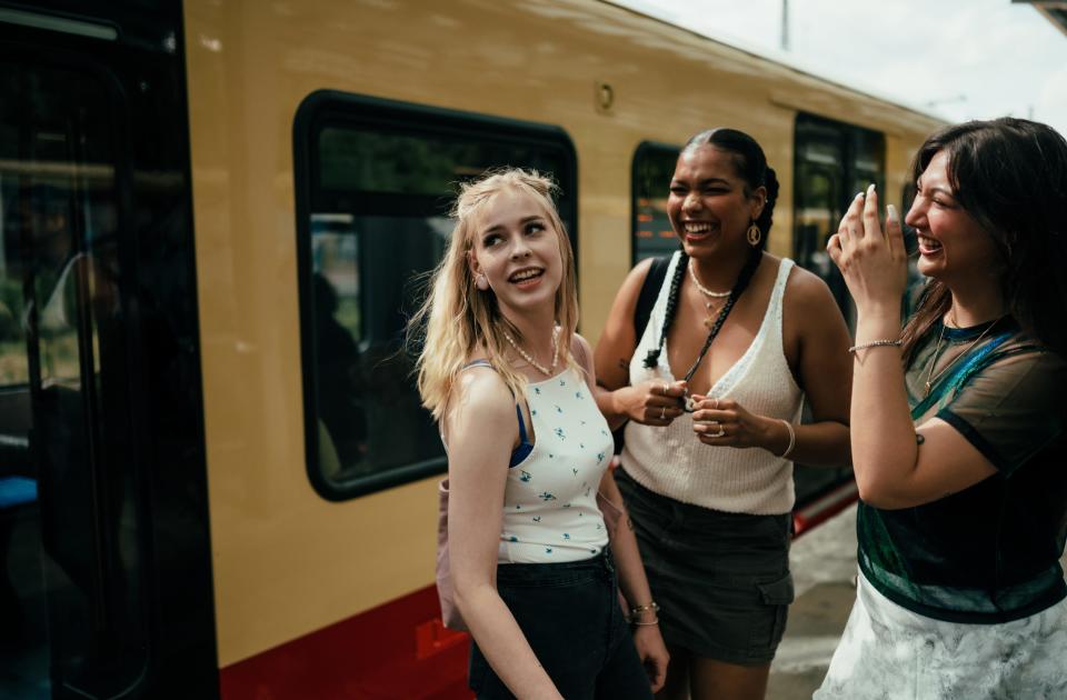 Young woman on railway.