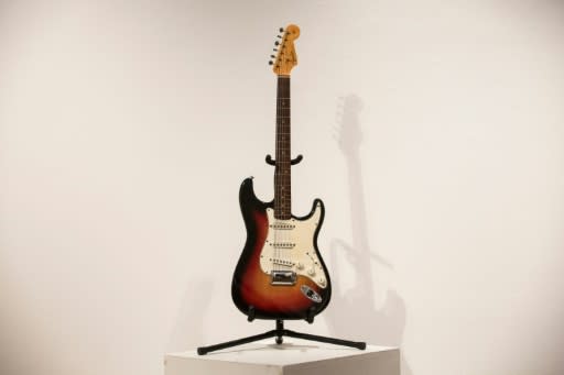 The Fender Stratocaster electric guitar played by musician Bob Dylan on July 25, 1965 at Newport Folk Festival, better known as "the night Dyan went electric"