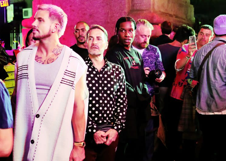 Char Defrancesco, fashion designer Marc Jacobs, and rapper A$AP Rocky. (Photo: Getty)