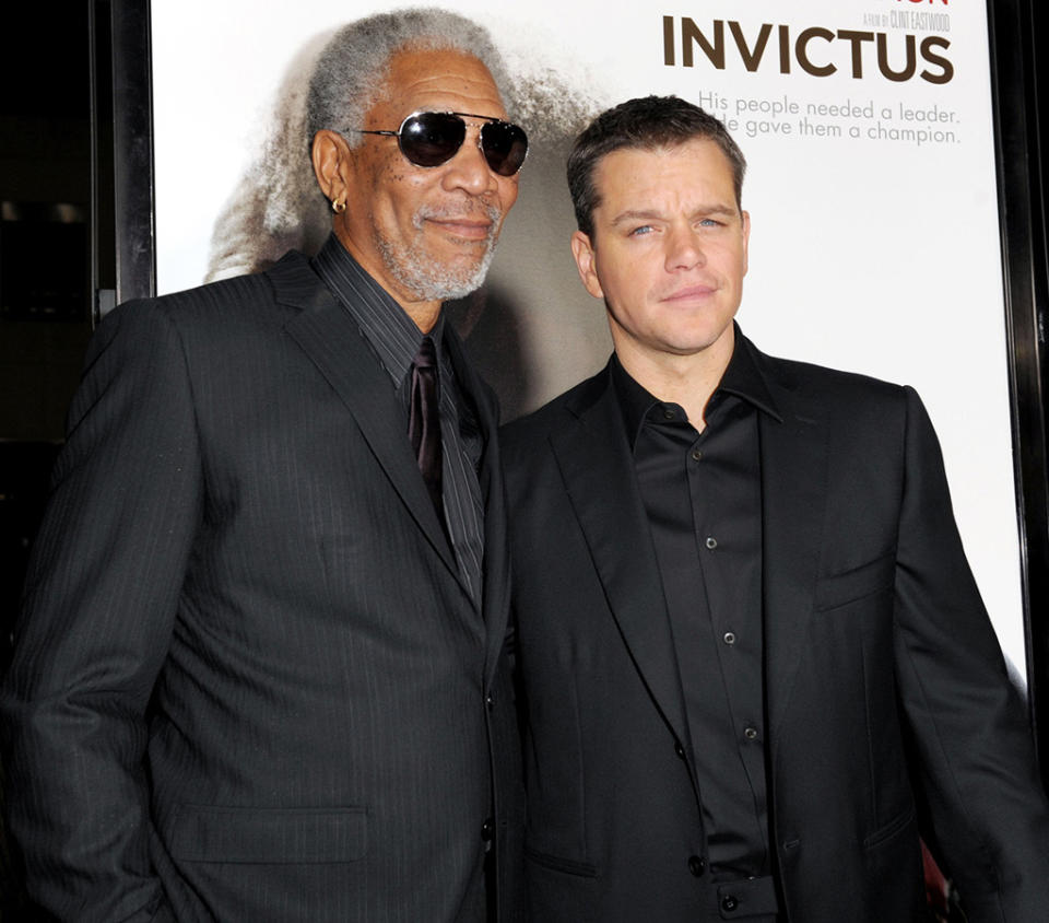 Invictus LA premiere 2009 Morgan Freeman Matt Damon