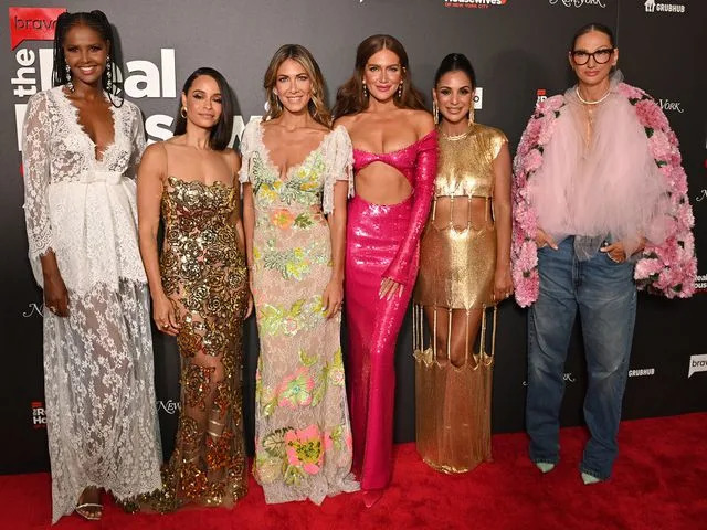 <p>Bryan Bedder/Getty</p> (L-R) Ubah Hassan, Sai De Silva, Erin Lichy, Brynn Whitfield, Jessel Taank, and Jenna Lyons at The Real Housewives of New York Premiere Celebration on July 12, 2023 in New York City.