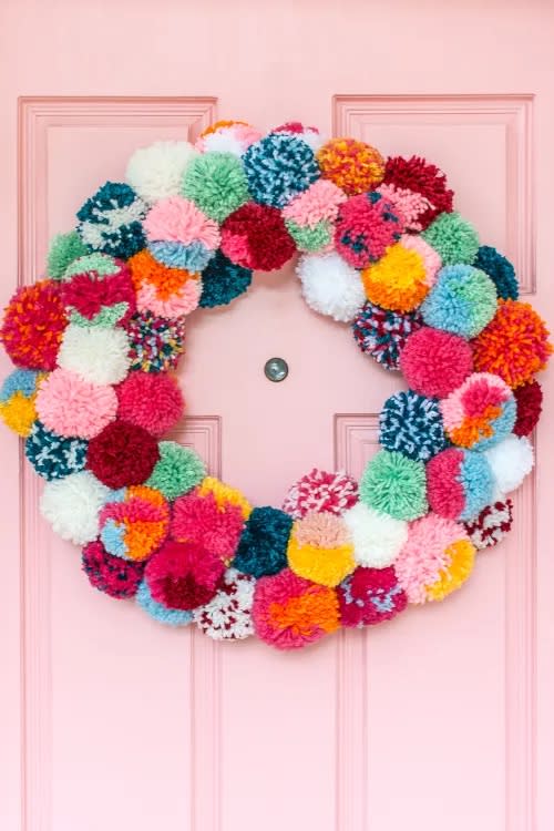 colorful pompom wreath (DIY in PDX)