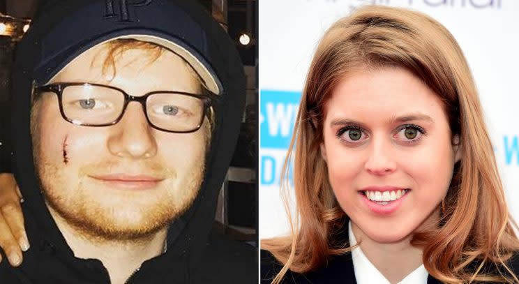 Ed Sheeran and Princess Beatrice/Twitter/PA Photos