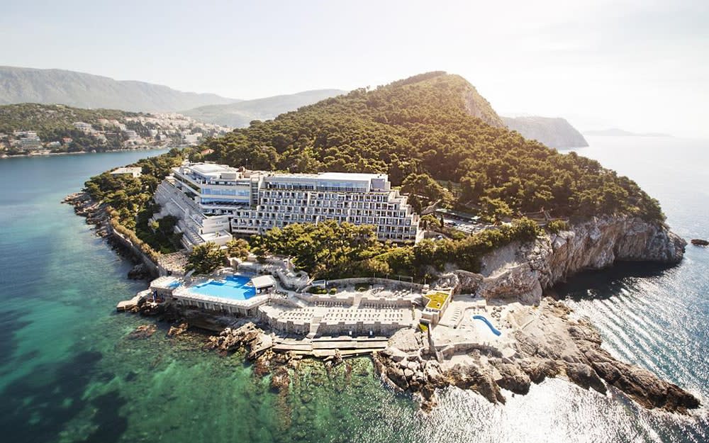 Hotel Dubrovnik Palace, a luxury waterside hotel on the Lapad peninsular, has several outdoor pools