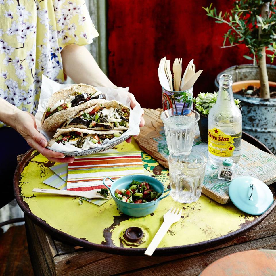 <p>This Israeli-inspired stuffed aubergine pitta is so delicious and crunchy – think of it as the new falafel!</p><p><strong>Recipe: <a href="https://www.goodhousekeeping.com/uk/food/recipes/a32303155/aubergine-sabich/" rel="nofollow noopener" target="_blank" data-ylk="slk:Aubergine Sabich;elm:context_link;itc:0;sec:content-canvas" class="link ">Aubergine Sabich</a></strong></p>