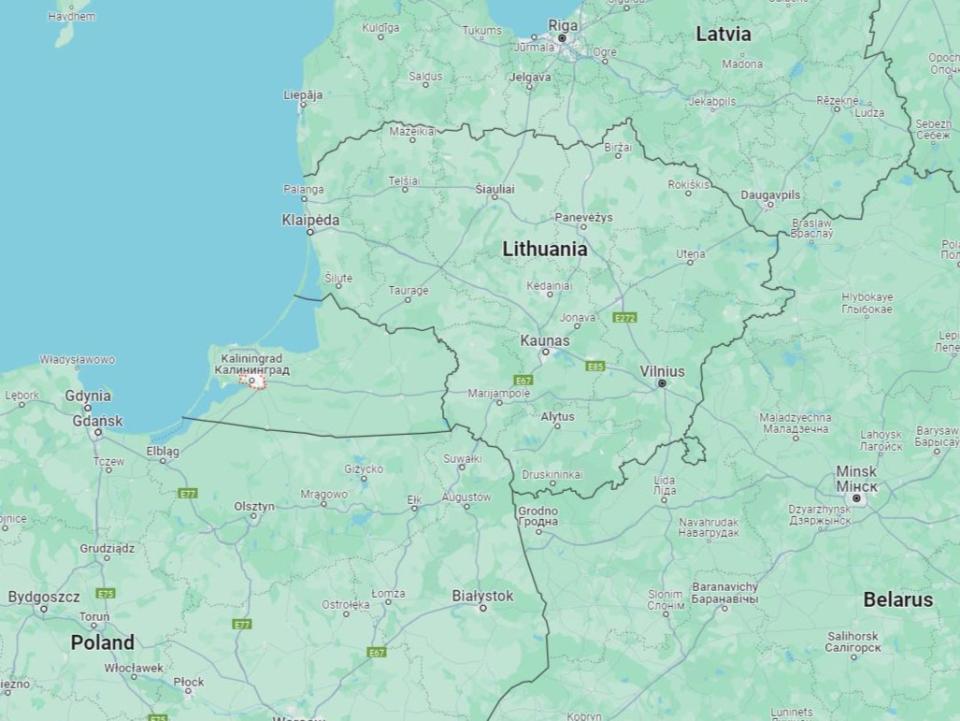 Map showing Kaliningrad (Google Maps)
