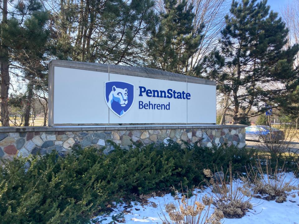 A sign outside the Harborcreek Township campus of Penn State Behrend was photographed on Feb. 21.