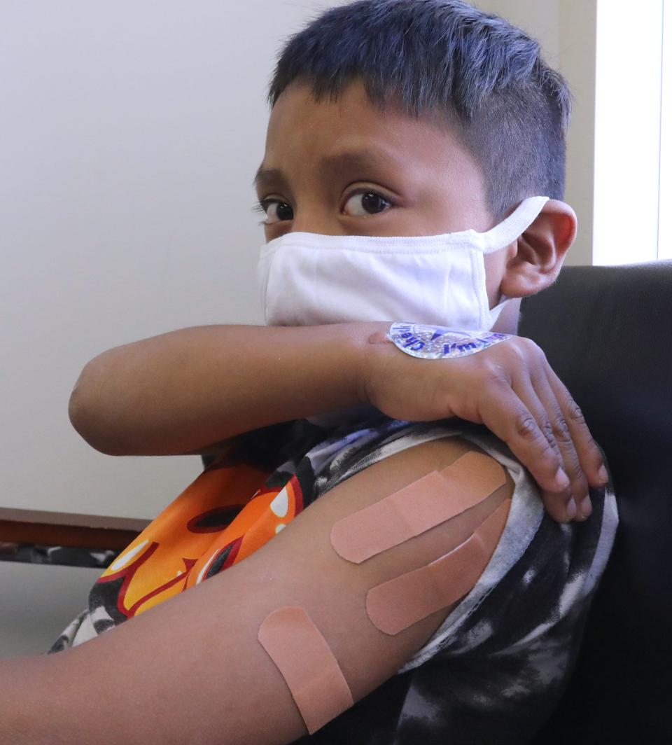 Maykel Cajamarca got his shots for school at the Rockland County Department of Health satellite vaccination clinic in Spring Valley Oct. 19, 2023.