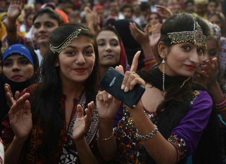 Sindhi women attend a Sindh Cultural festival in Karachi