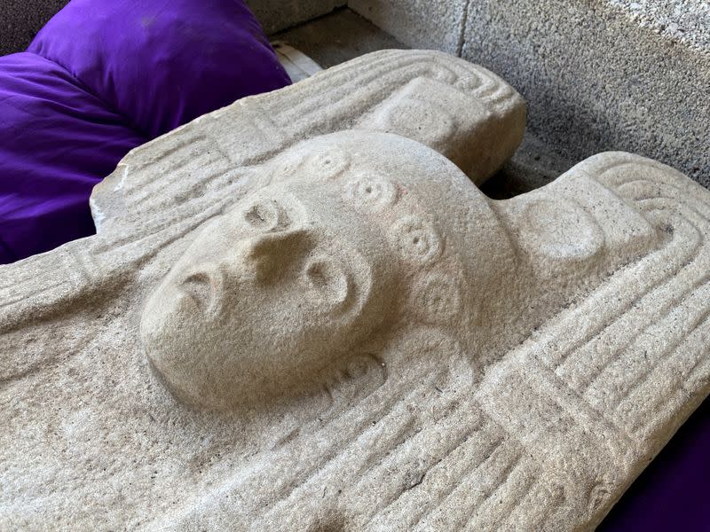 A more than 500-year-old life-size statue that represents an elite woman, possibly a queen, from the Huastec civilization is pictured in Alamo Temapache