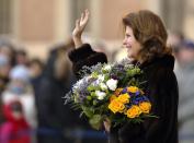 <p>Queen Silvia waved to the people with gorgeous bouquets in hand in celebration of her 60th birthday.</p>