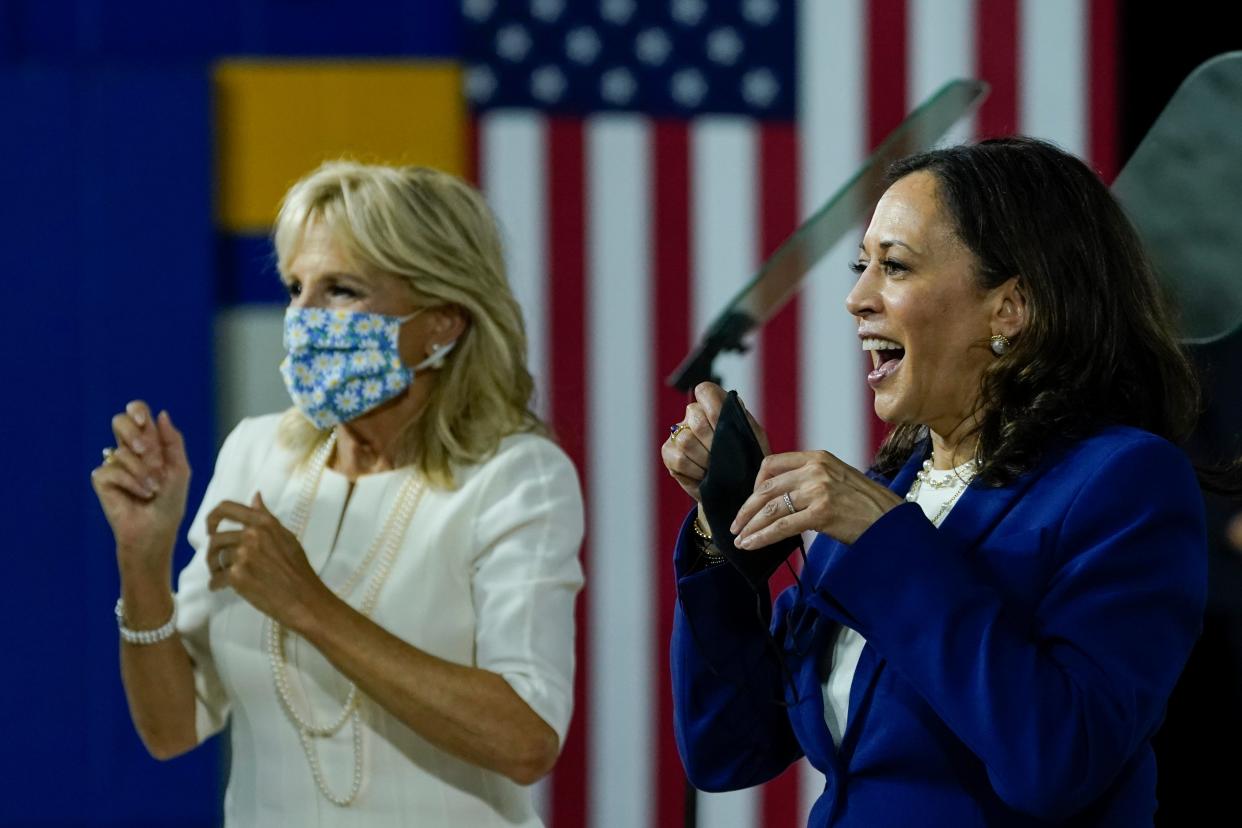 <p>Long before Ms Harris became Mr Biden’s running mate the two clashed during debates, with Ms Biden reportedly slamming the then-Senator for an attack on Joe</p> (Getty Images)