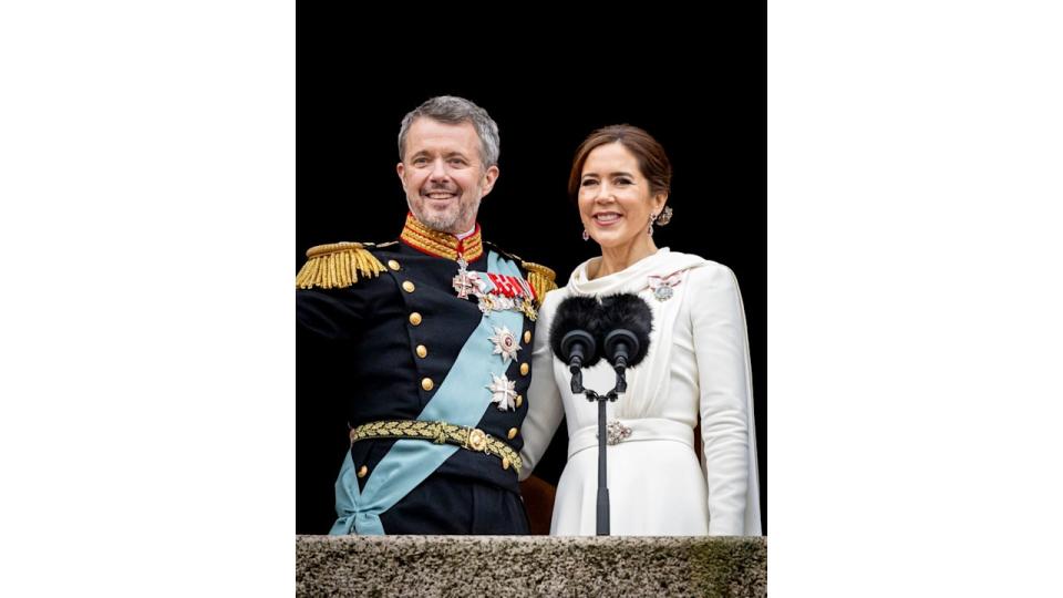 King Frederik and Queen Mary on palace balcony