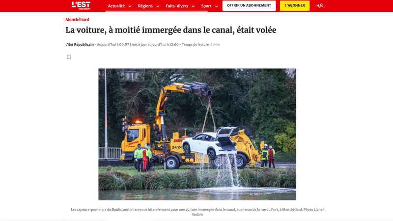 Screenshot of a news story from L'Est Républicain