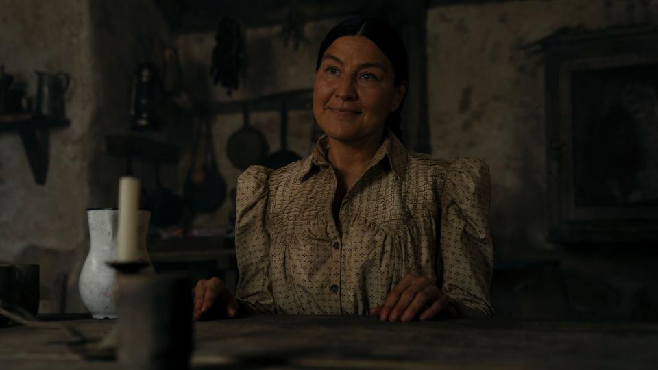 Oklahoma-born Native American actor Kimberly Guerrero appears in a scene from the Western series "The English," streaming on Amazon Prime Video.