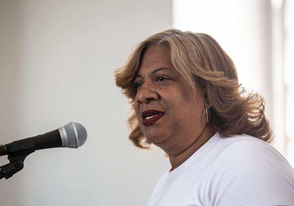 Mount Vernon Mayor Shawyn Patterson-Howard speaks during ÒA Celebration of JuneteenthÓ at St. PaulÕs Church National Historic Site in Mount Vernon June 19, 2023. Juneteenth is the federal holiday commemorating the emancipation of enslaved African Americans. The ceremony at St. PaulÕs Church included a sing-a-long, performances by flutist Eric Thomas, Basa Baritone singer Ronald Campbell, and the reading of the original proclamation declaring the end of slavery in Texas. 