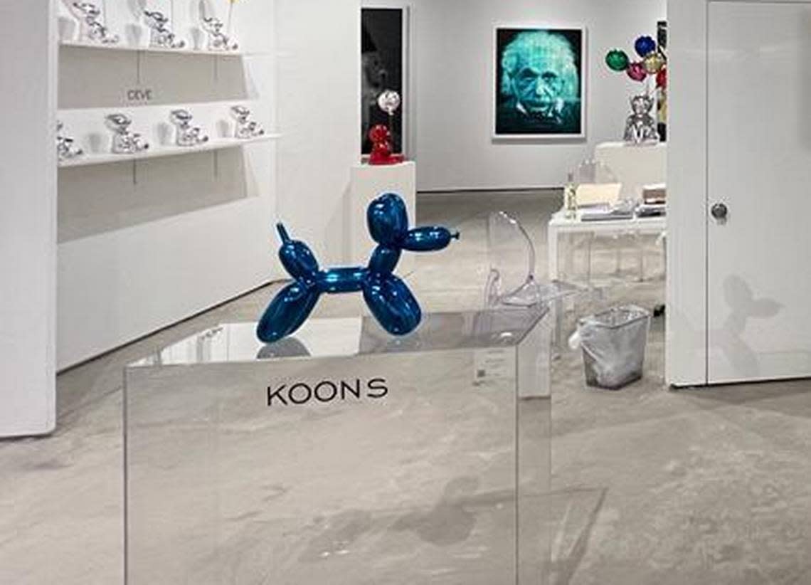 The Koons sculpture at the Bel-Air Fine Art booth before it was broken.