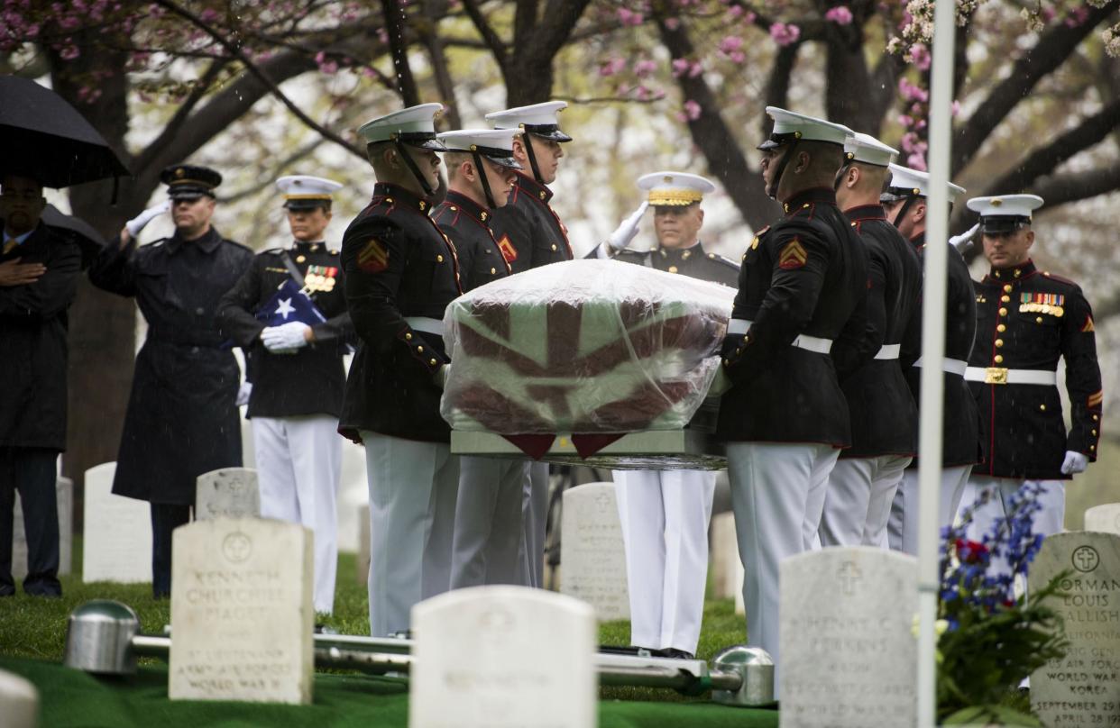 Glenn was buried at Arlington Cemetery in Washington: AP