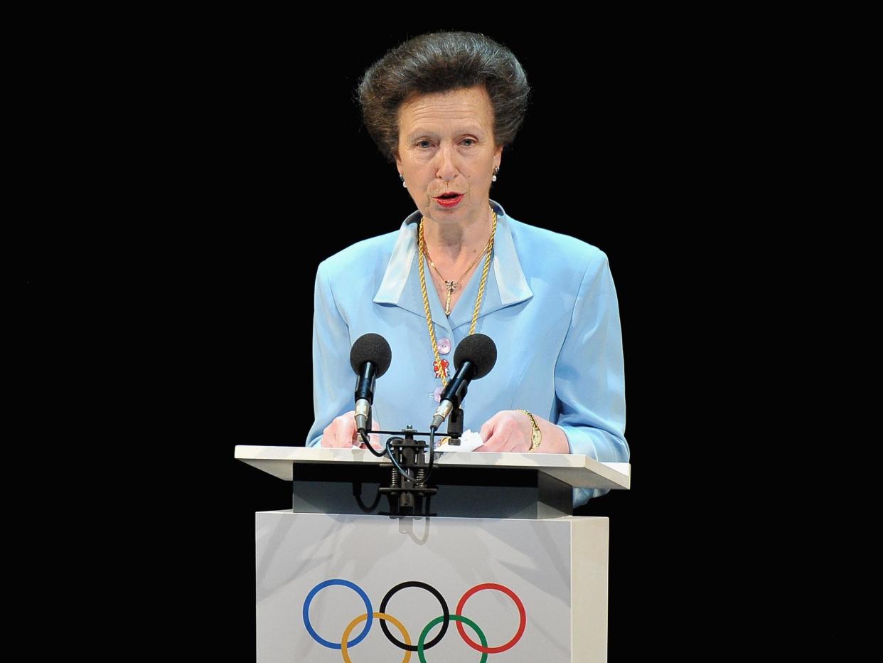 Princess Anne speaks on stage during the opening ceremony of the 124th IOC Session, prior to the start of the London 2012 Olympic Games (23 July 2012): Photo by Pascal Le Segretain/Getty Images