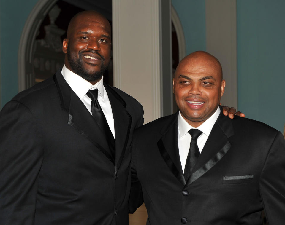 WHITE SULPHUR SPRINGS, WV – JULY 02: Shaquille O’Neal (L) and Charles Barkley attend The Greenbrier for the gala opening of the Casino Club on July 2, 2010 in White Sulphur Springs, West Virginia. (Photo by Theo Wargo/WireImage for The Greenbrier)